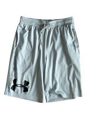 Under Armour Light Gray Athletic Drawstring Shorts with Logo Youth XL GUC